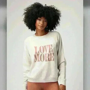 SPIRITUAL GANGSTER NWOT Love More Bridget Raglan Sweatshirt Oatmeal Size Small